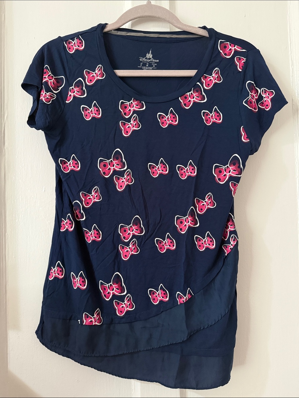 Disney Navy Short-Sleeve Tee with Pink Bow Print